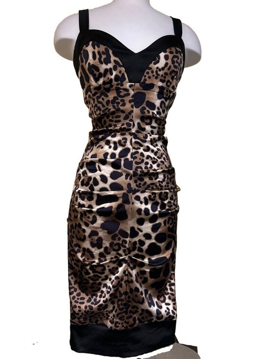 Cache Dresses & Skirts - Vintage Cache Dress Leopard Print Pencil Wiggle 2 XS Pin-up Sexy Mob Wife
